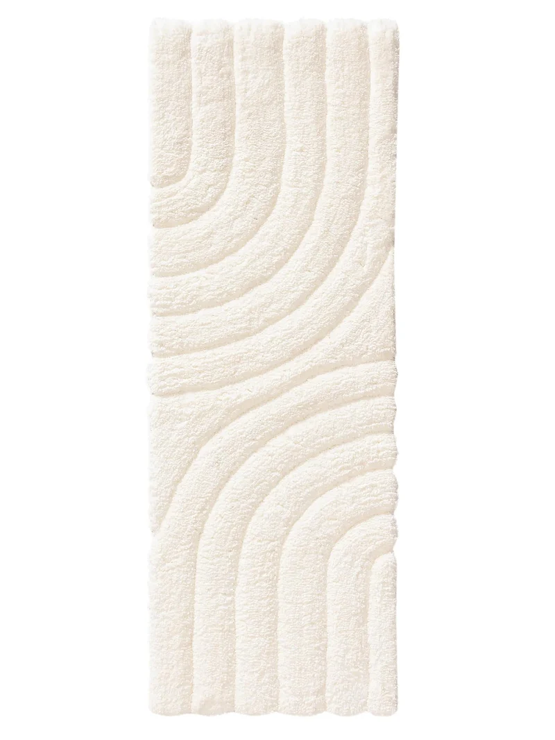 Tapis shaggy rainures de couloir crème 70x200 cm
