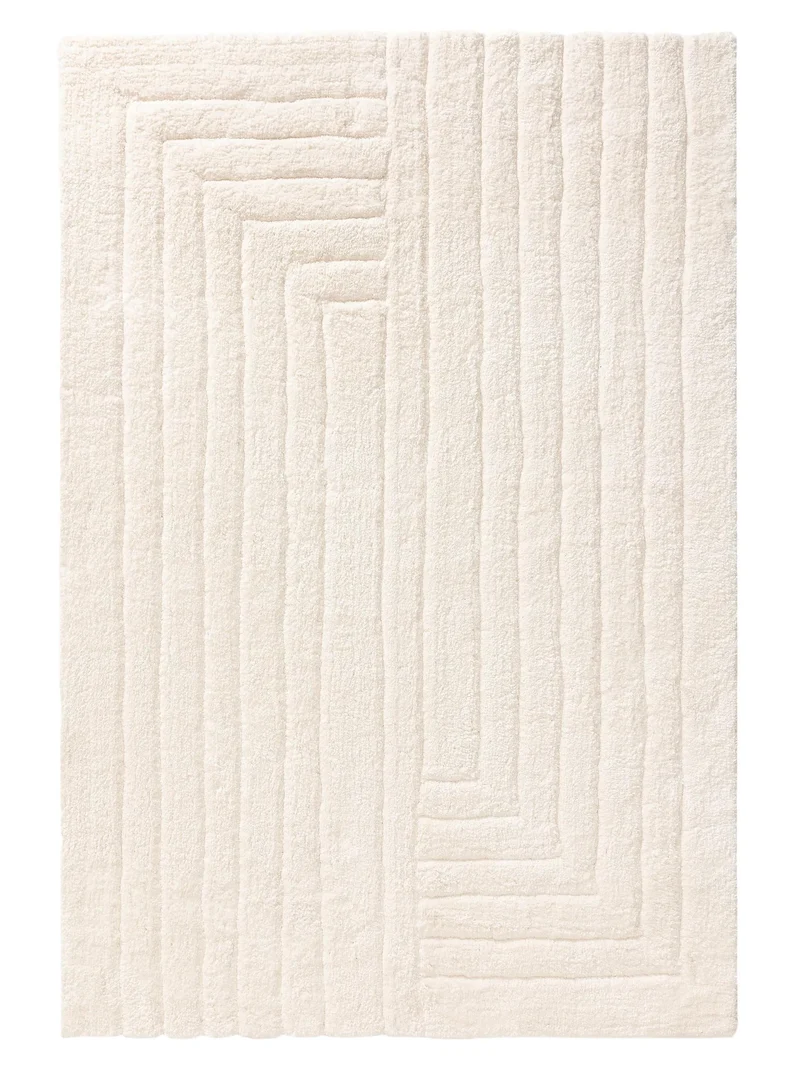Tapis shaggy rainures crème 140x200 cm
