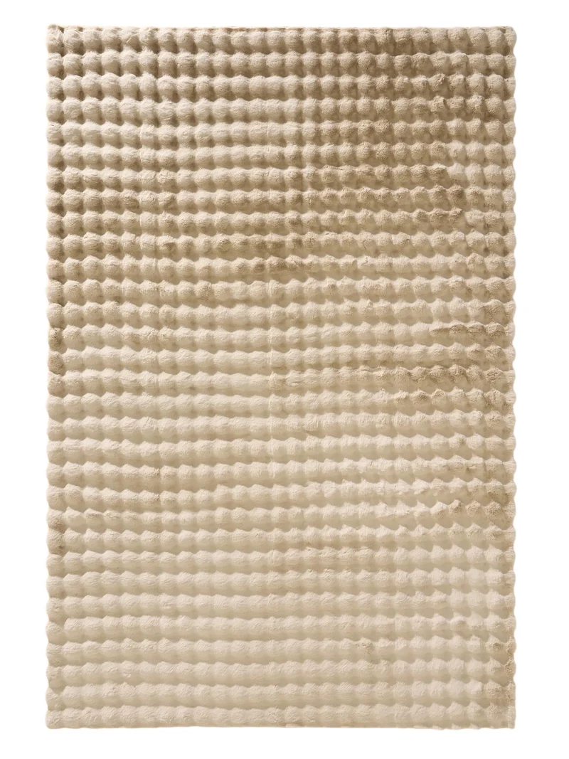 Tapis shaggy texturé boule beige 80x150 cm