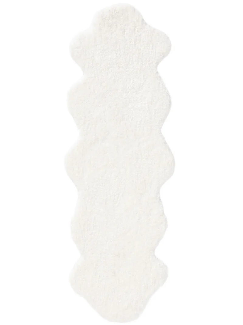 Tapis shaggy forma peau descente de lit blanc 60x170 cm