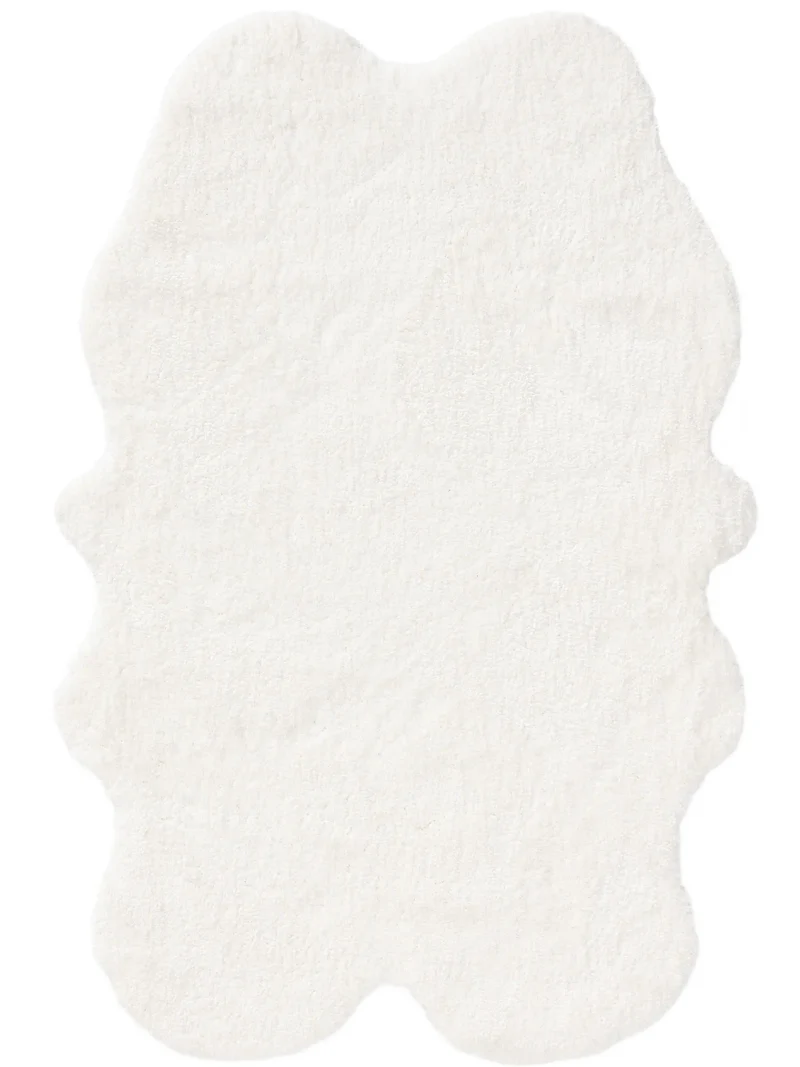 Tapis shaggy forme peau blanc 120x180 cm