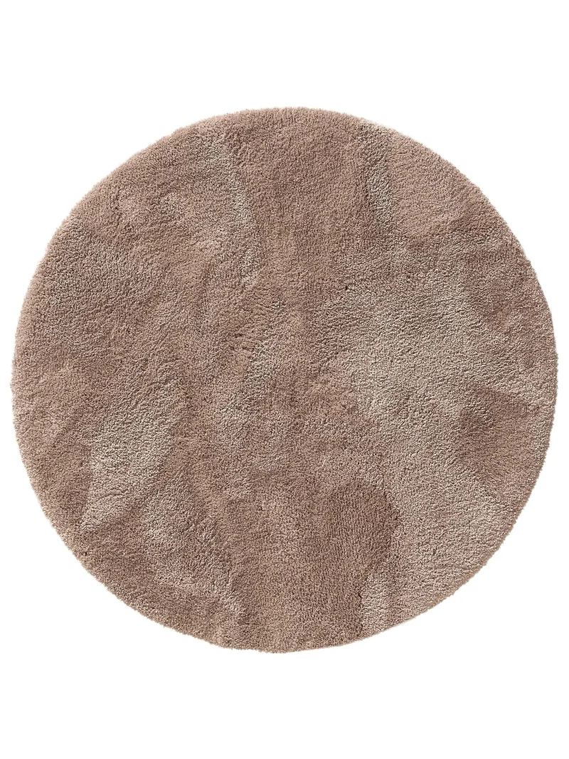 Tapis shaggy épais rond taupe 80 cm de diamètre