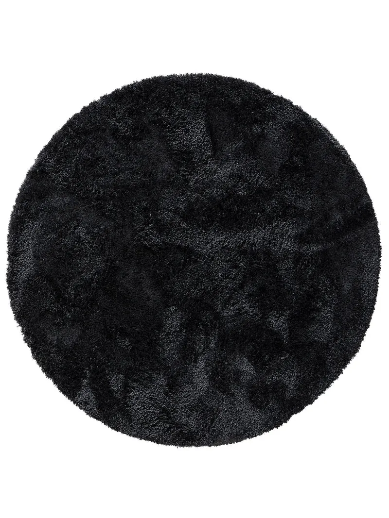 Tapis shaggy épais rond noir 80 cm de diamètre