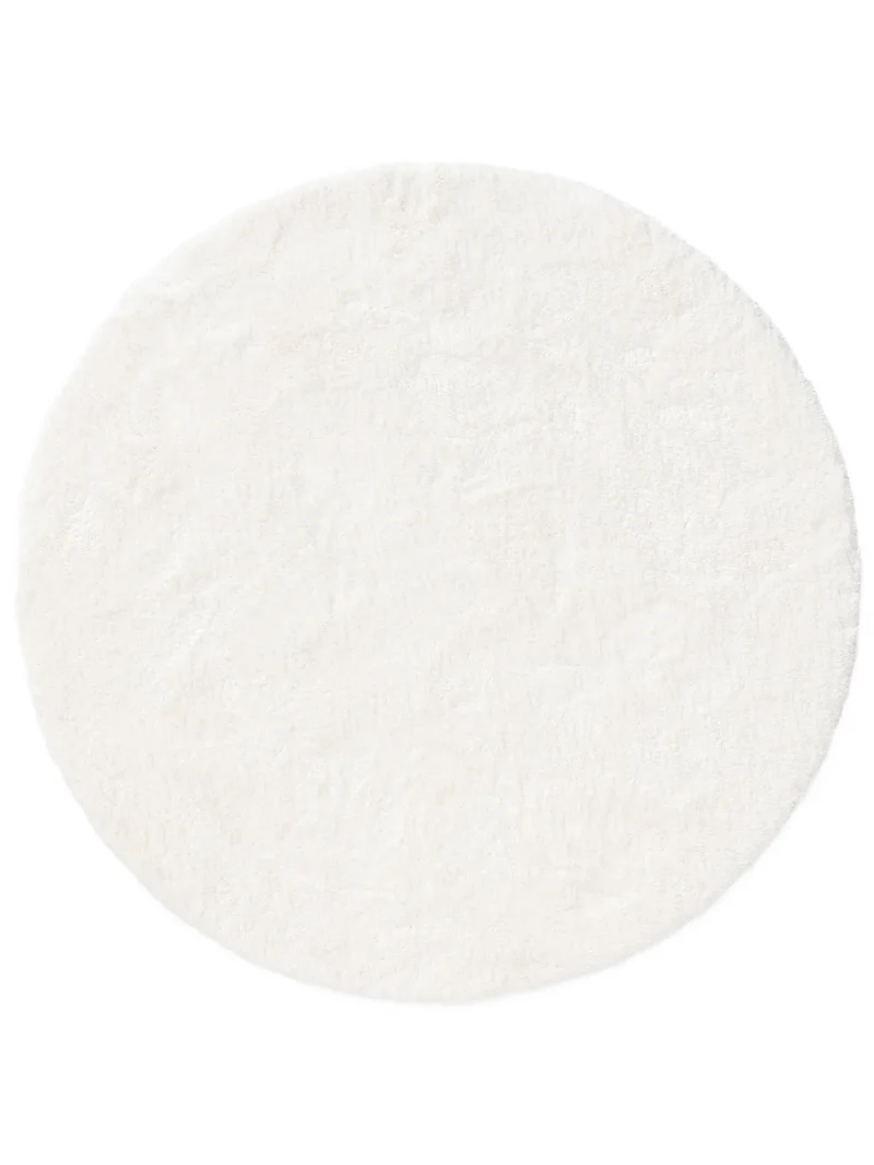 Tapis shaggy épais rond blanc 200 cm de diamètre