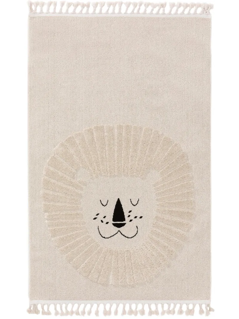 Tapis scandinave motif animal lion enfant crème 90x130 cm