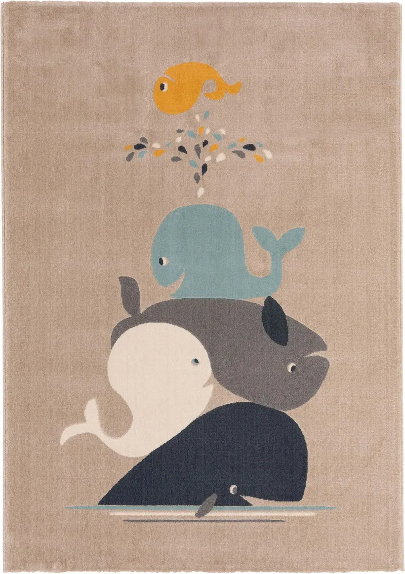 Tapis moderne motif animal baleine enfant beige 120x170 cm