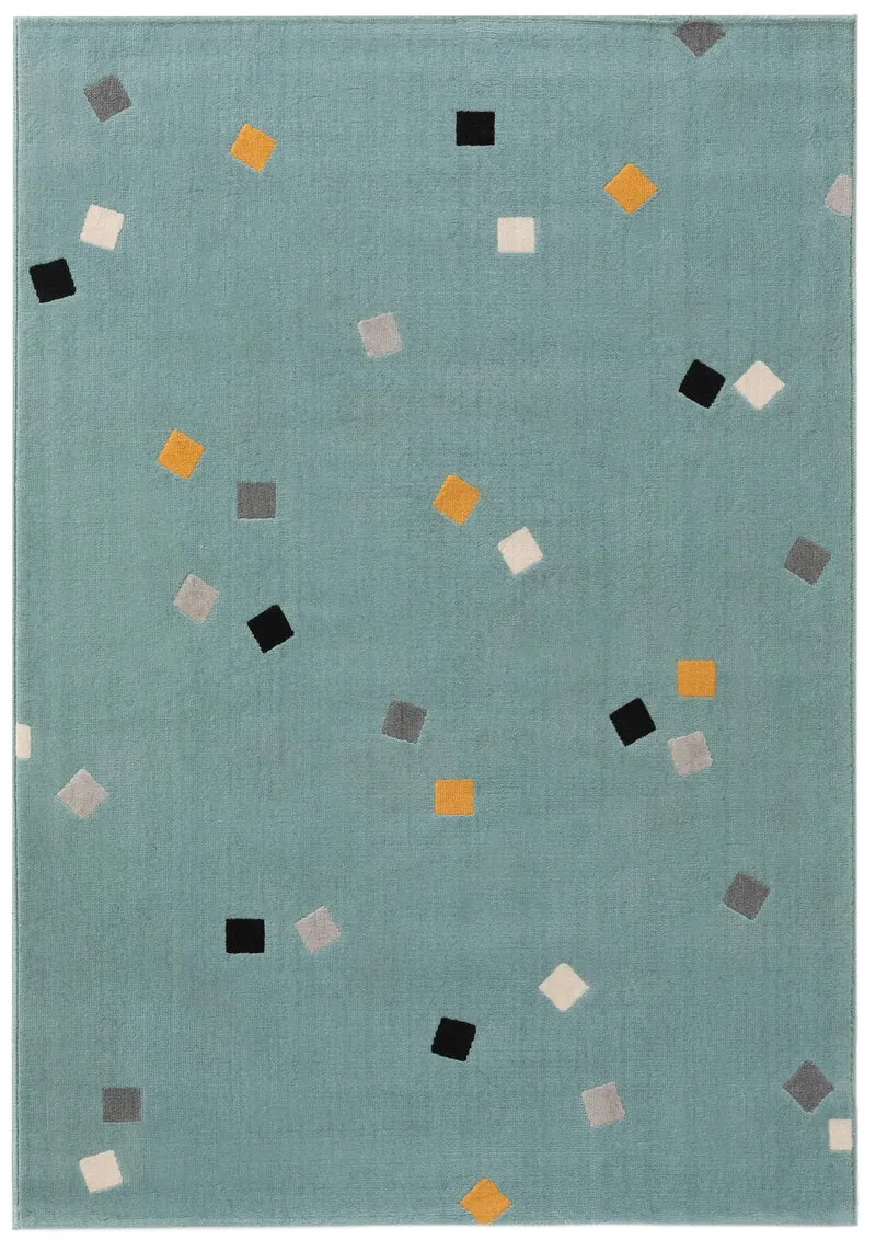 Tapis géométrique enfant turquoise 160x230 cm