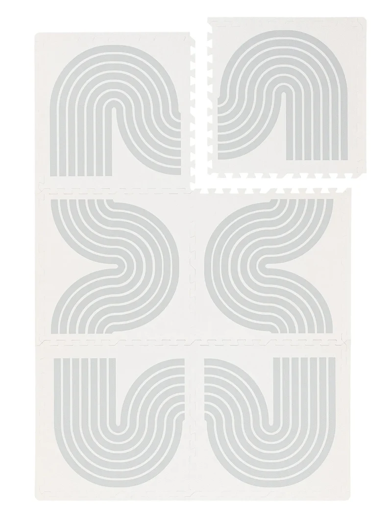 Tapis moderne de jeux puzzle enfant crème et gris 120x180 cm
