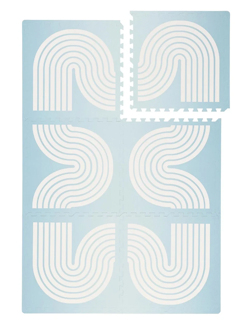 Tapis moderne de jeux puzzle enfant bleu 120x180 cm