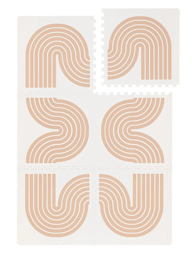 Tapis moderne de jeux puzzle enfant beige 120x180 cm