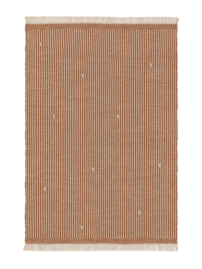Tapis kilim rayé enfant marron en coton 90x130 cm