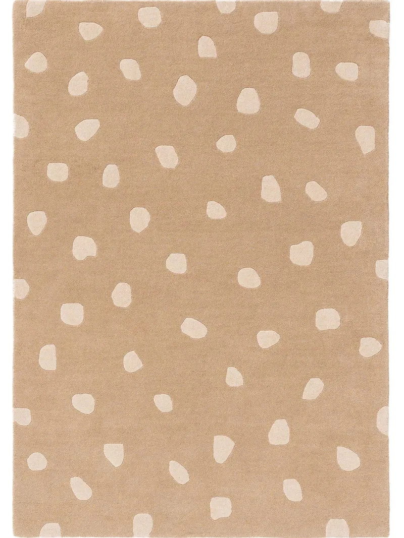 Tapis moderne motif à pois enfant taupe en laine 150x220 cm