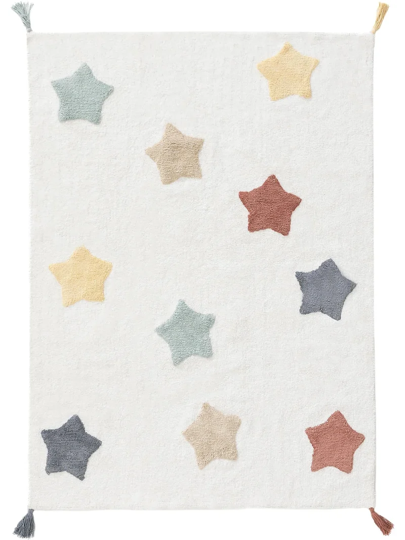 Tapis étoile enfant multicolore en coton 80x120 cm