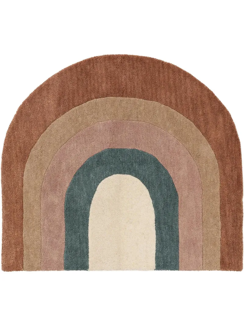Tapis moderne motif arc-en-ciel enfant multicolore en laine 105x120 cm