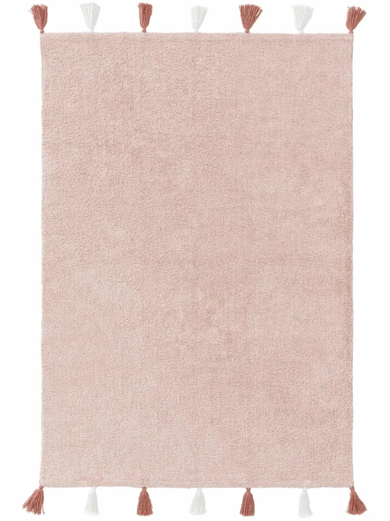 Tapis bohème à franges enfant terracotta en coton 80x120 cm