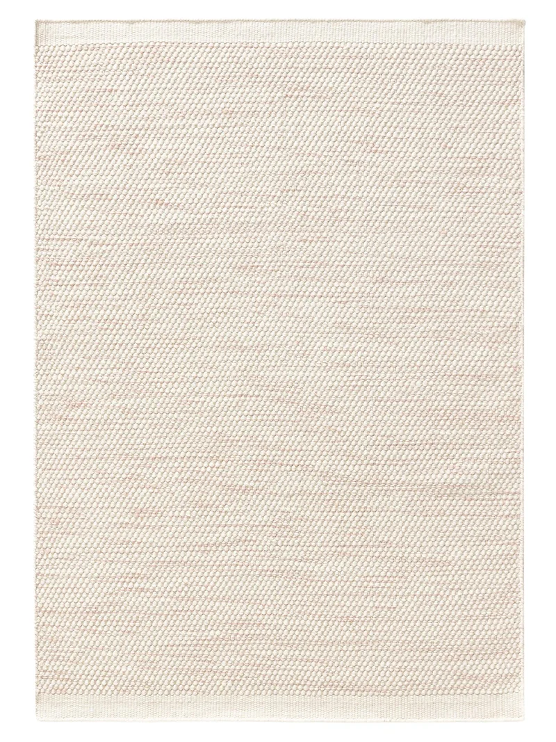 Tapis scandinave tressé enfant crème et corail en laine 200x300 cm