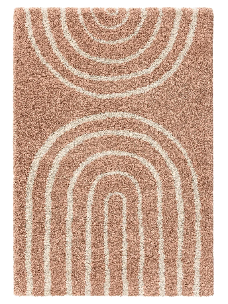 Tapis moderne motif arches enfant terracotta et beige 140x200 cm