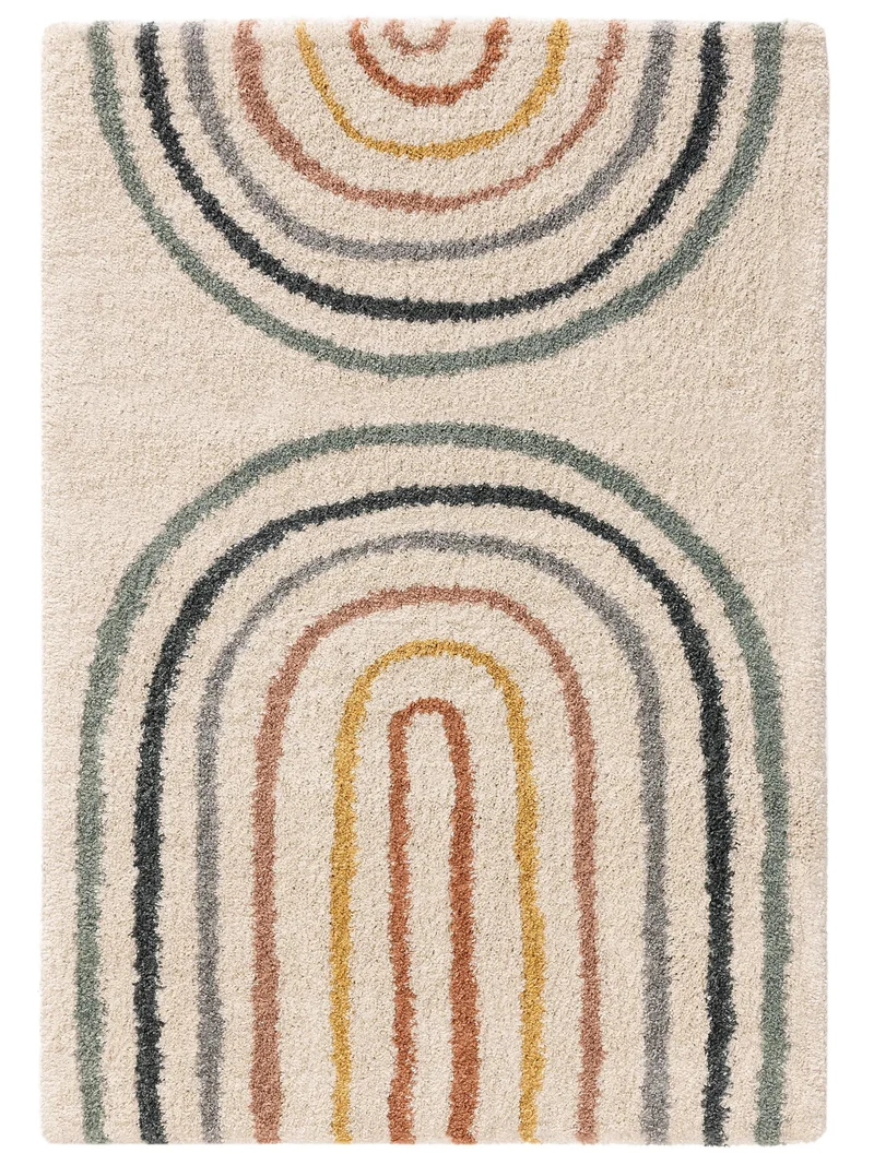 Tapis moderne motif arches enfant beige et multicolore 140x200 cm