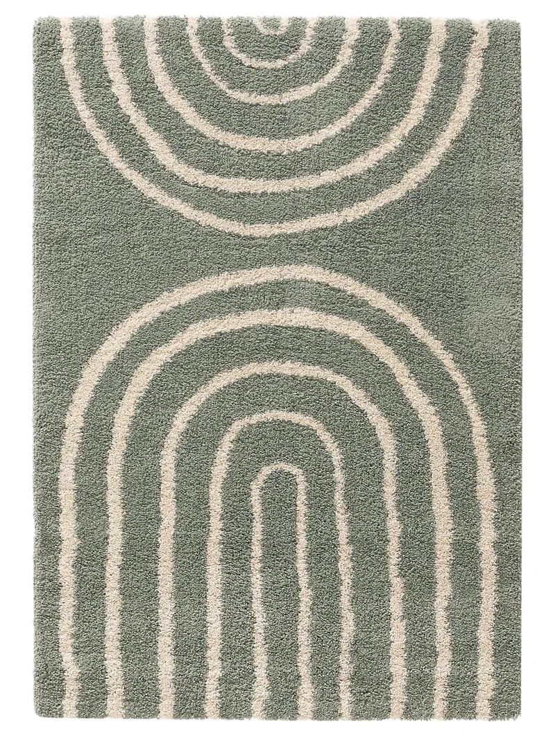 Tapis moderne motif arches enfant verte sauge et beige 120x170 cm