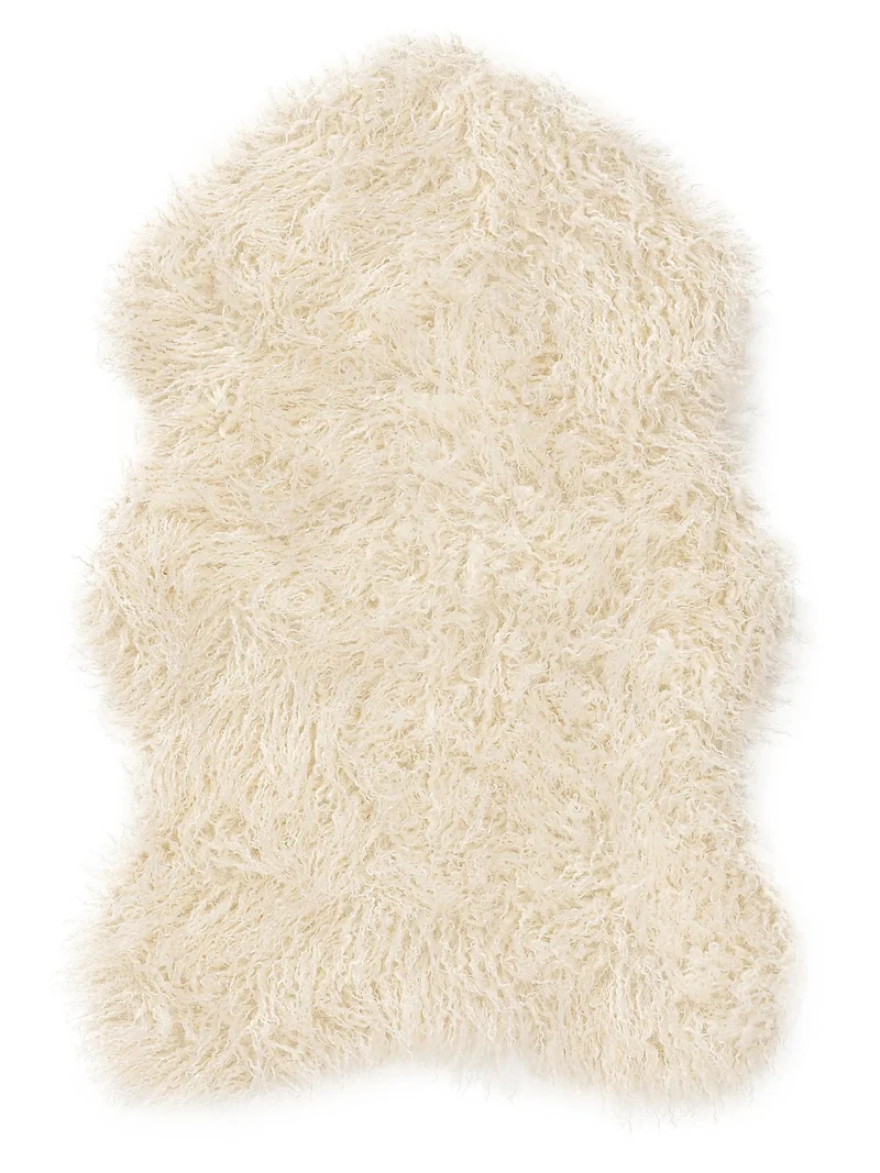 Tapis shaggy poils longs crème 60x90 cm