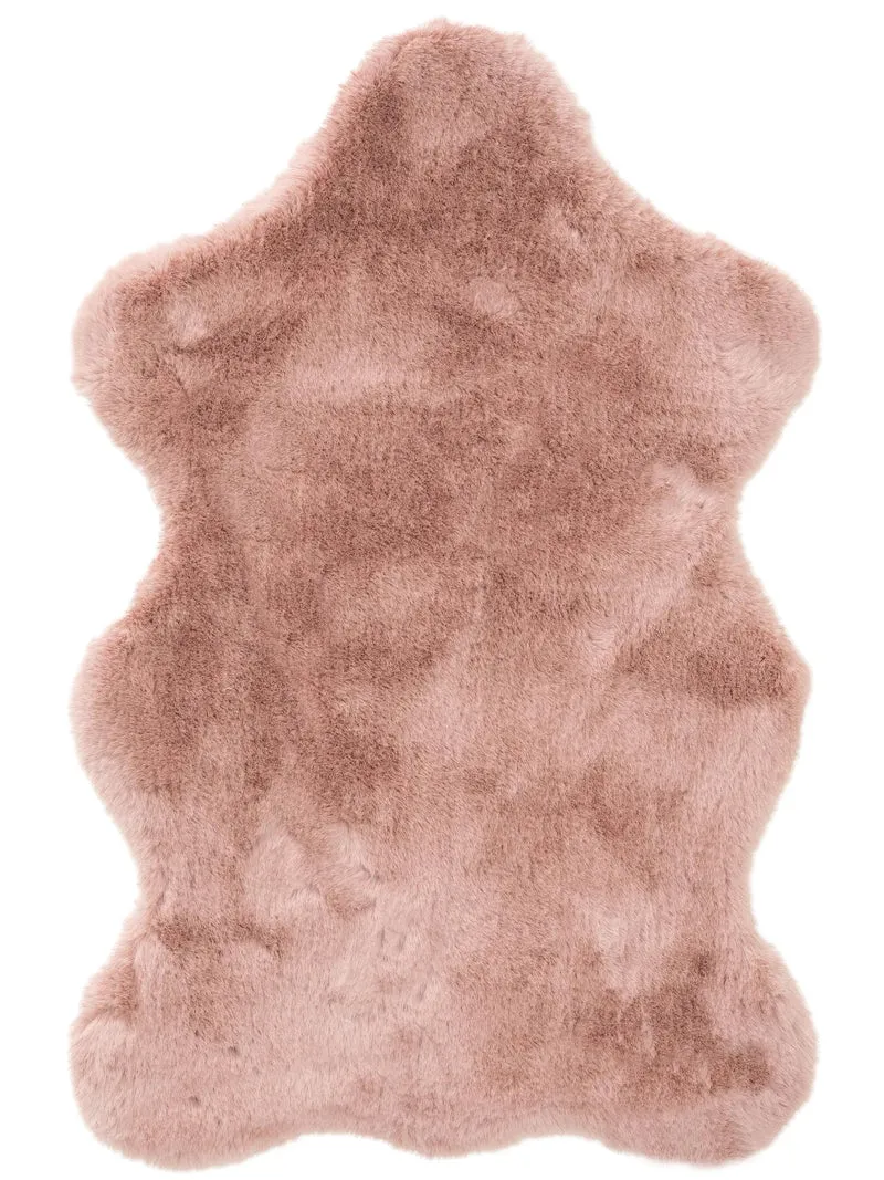 Tapis shaggy peau fausse fourrure rose 60x90 cm