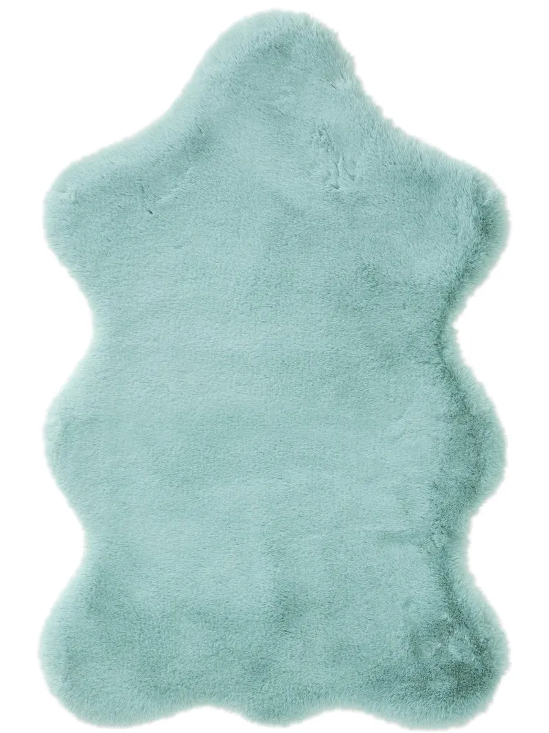Tapis shaggy peau fausse fourrure turquoise 60x90 cm