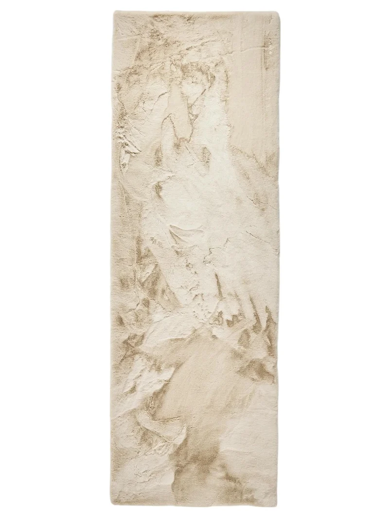 Tapis shaggy fausse fourrure de couloir crème 80x240 cm