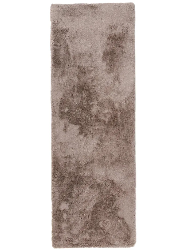 Tapis shaggy fausse fourrure de couloir taupe 80x240 cm
