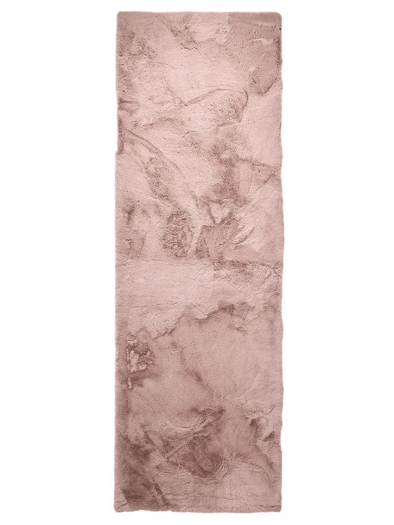 Tapis shaggy fausse fourrure de couloir rose 80x240 cm