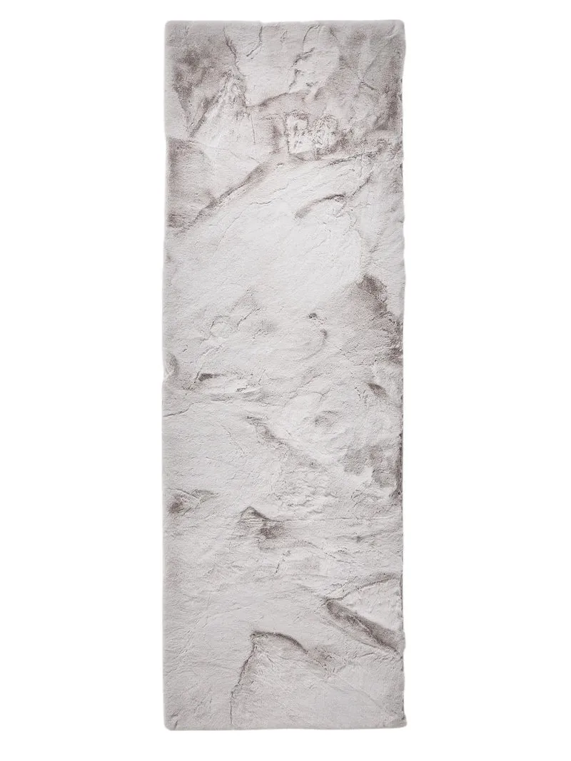 Tapis shaggy fausse fourrure de couloir gris clair 80x240 cm
