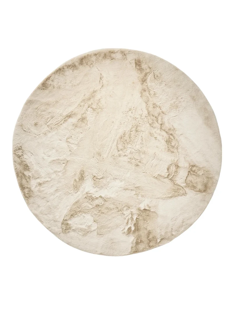 Tapis shaggy fausse fourrure rond crème 80 cm de diamètre