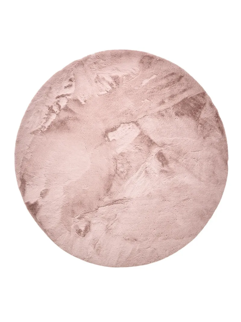 Tapis shaggy fausse fourrure rond rose 80 cm de diamètre