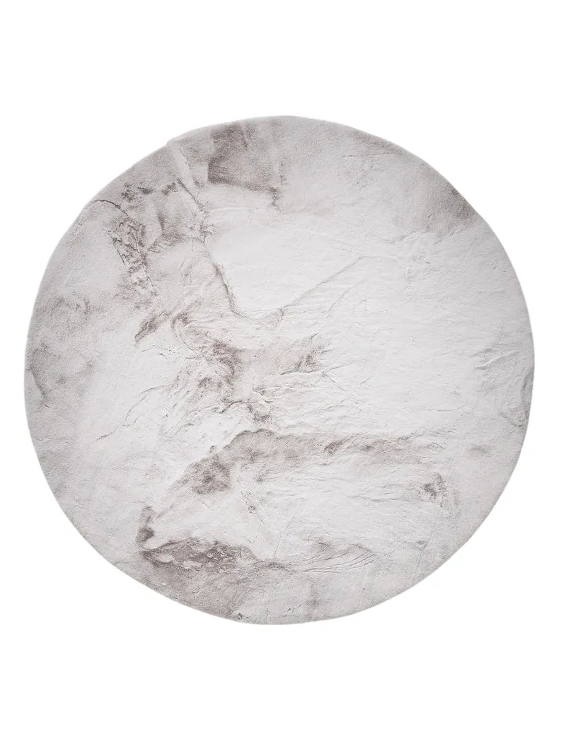 Tapis shaggy fausse fourrure rond gris clair 120 cm de diamètre