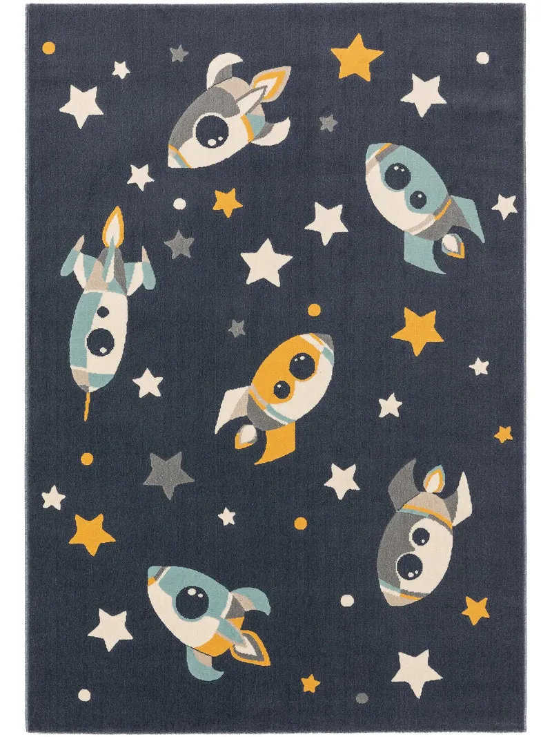 Tapis étoile enfant bleu 140x200 cm