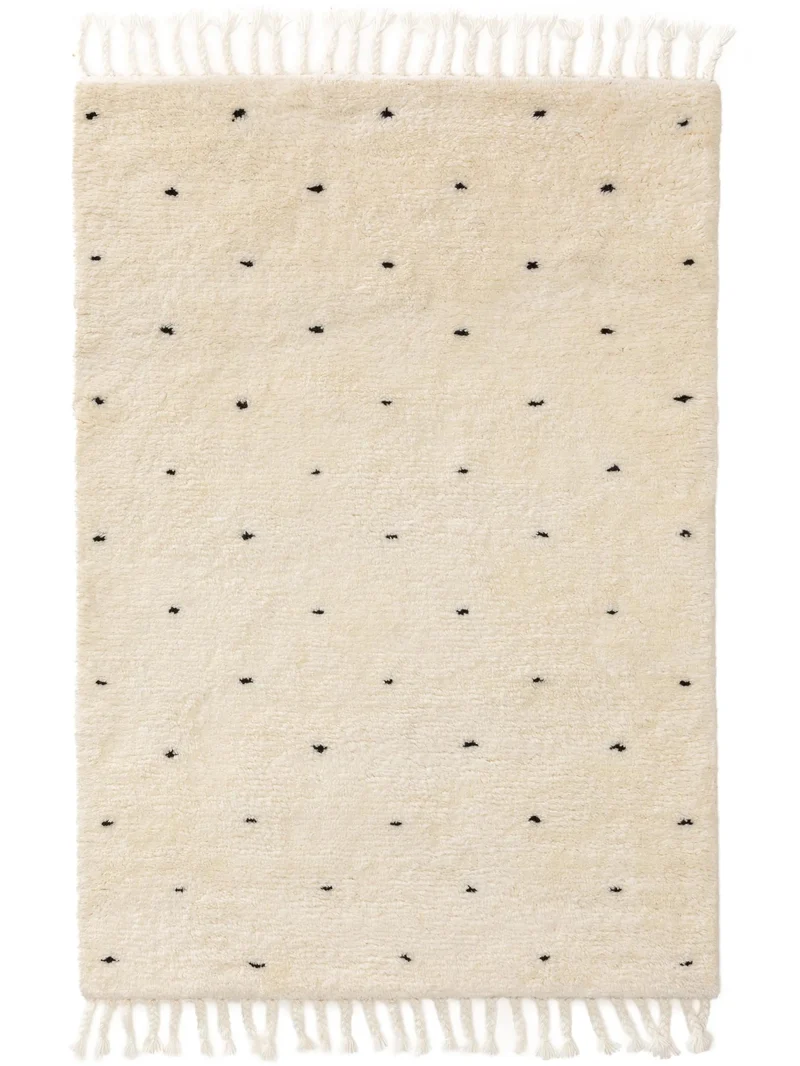 Tapis scandinave motif à pois enfant crème en laine 160x230 cm
