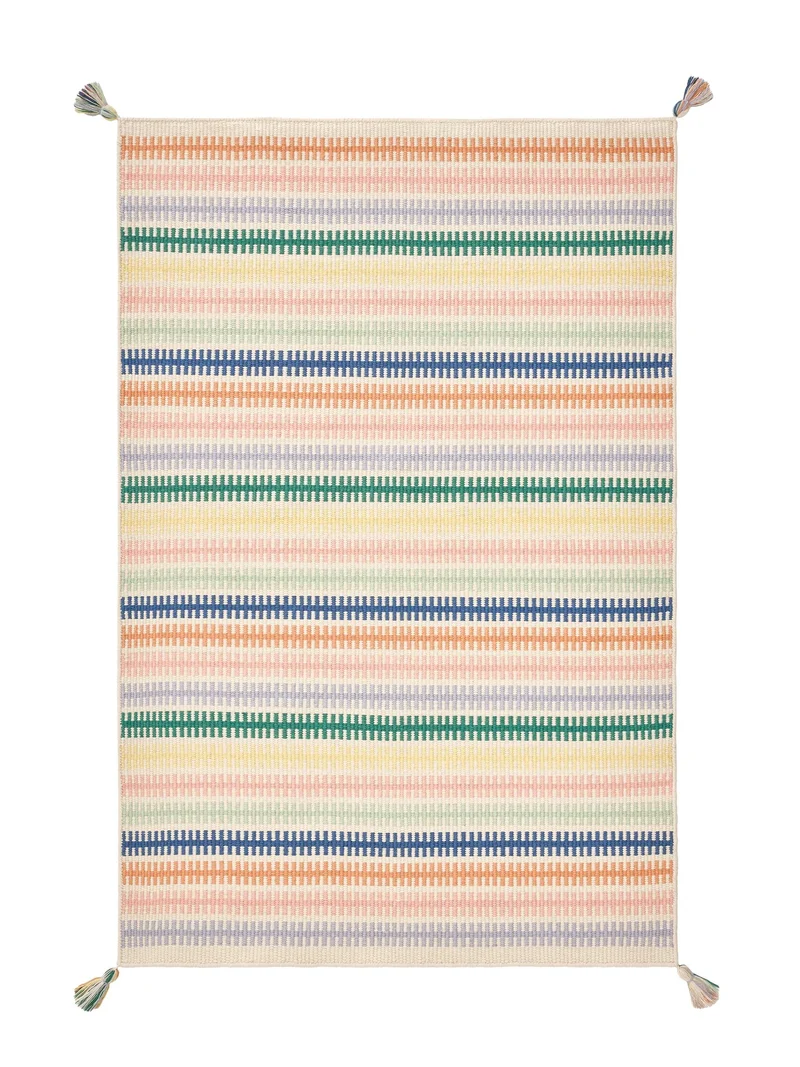 Tapis contemporain à franges enfant multicolore en laine 120x170 cm