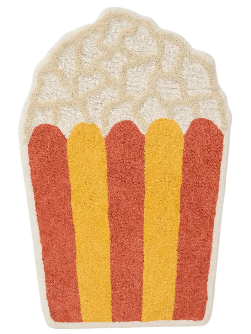 Tapis retro popcorn enfant multicolore en coton 80x120 cm