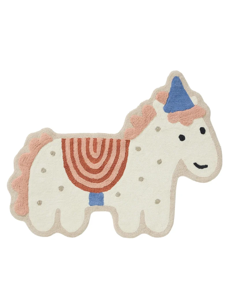 Tapis licorne motif animaux enfant multicolore en coton 100x130 cm