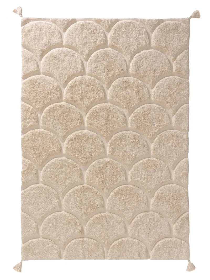 Tapis moderne motif arche enfant crème en coton 80x120 cm