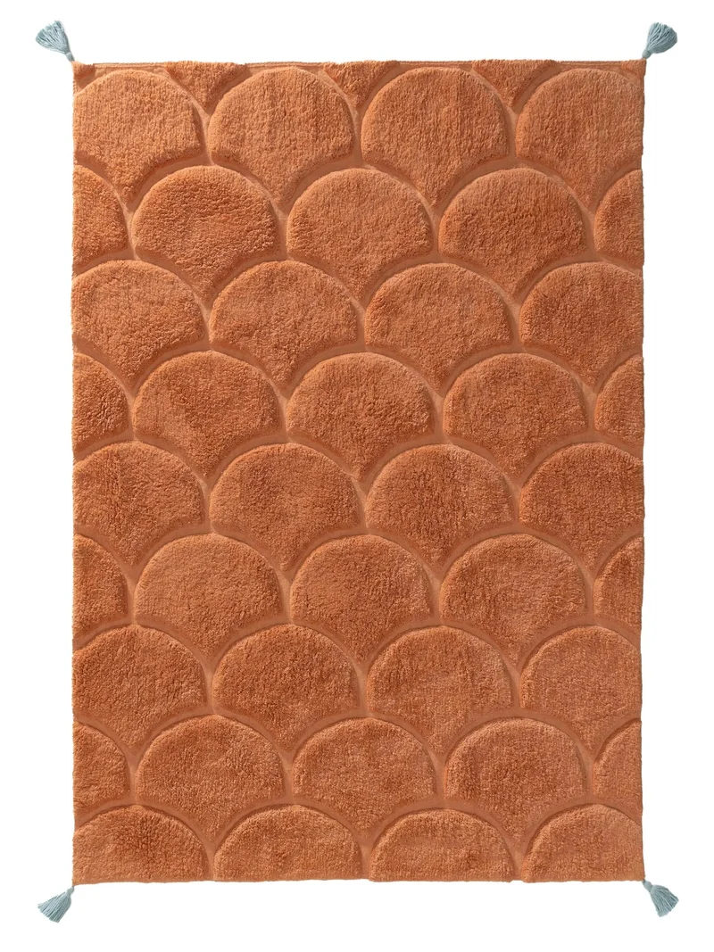 Tapis moderne motif arche enfant orange en coton 120x170 cm