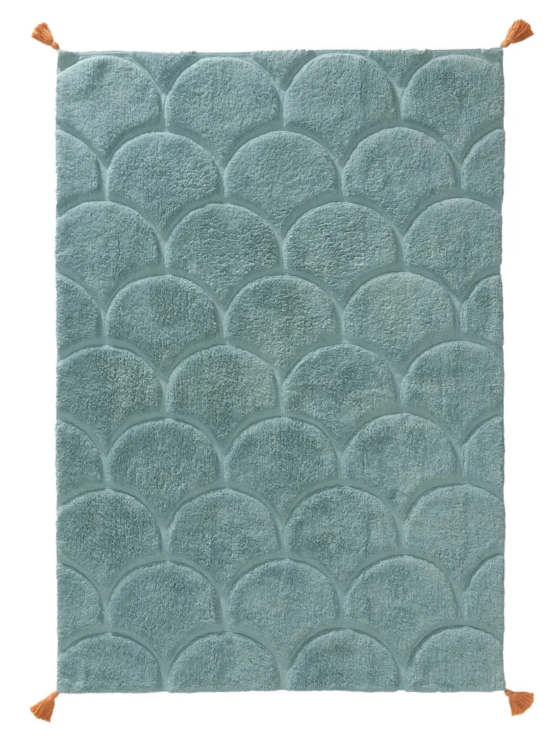 Tapis moderne motif arche enfant bleu en coton 140x200 cm