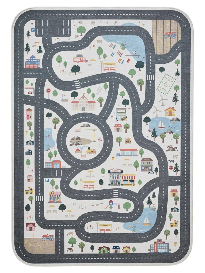 Tapis tapis de jeux voiture enfant crème 160x230 cm