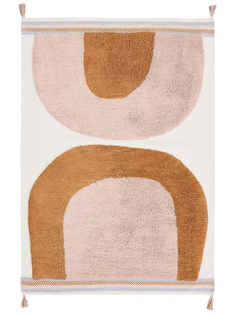 Tapis moderne motif arche enfant rose et terracotta en coton 160x230 cm