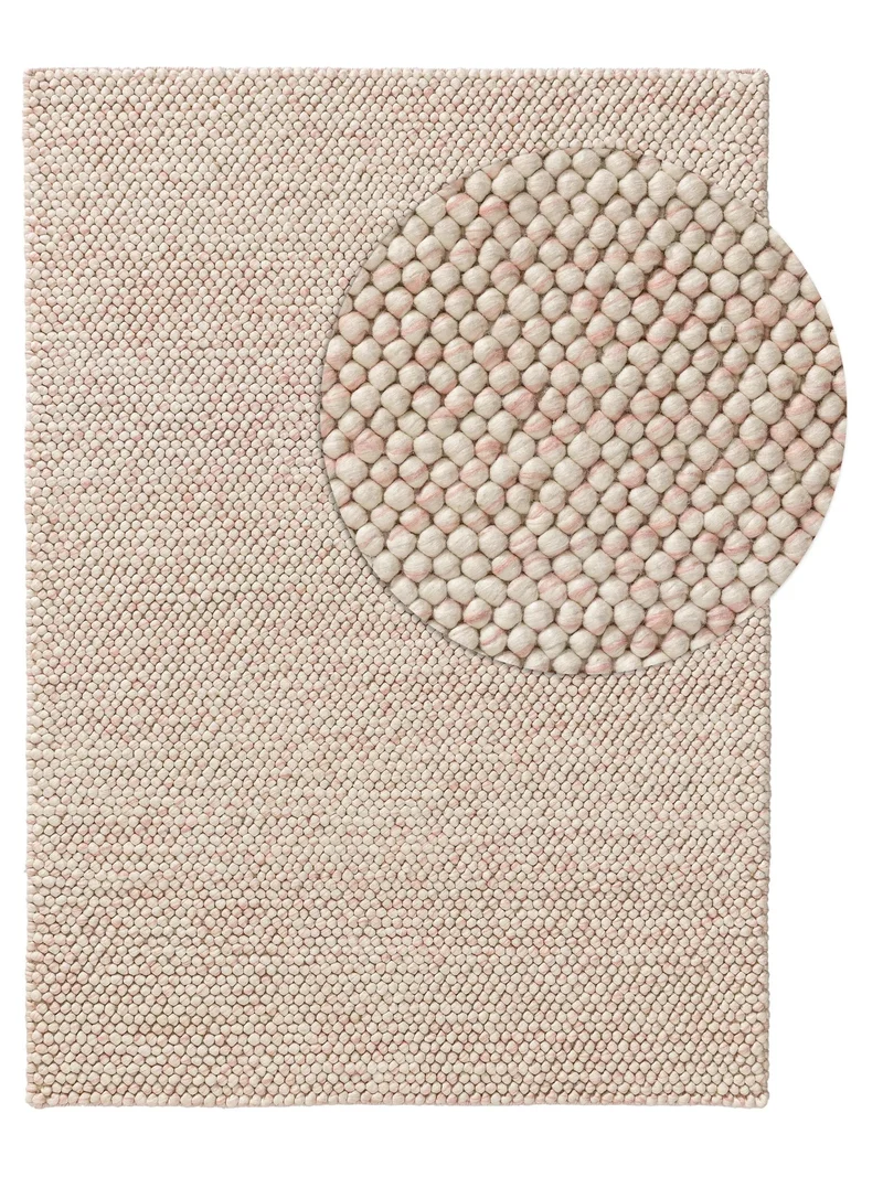 Tapis moderne chiné enfant rose et beige en laine 200x300 cm
