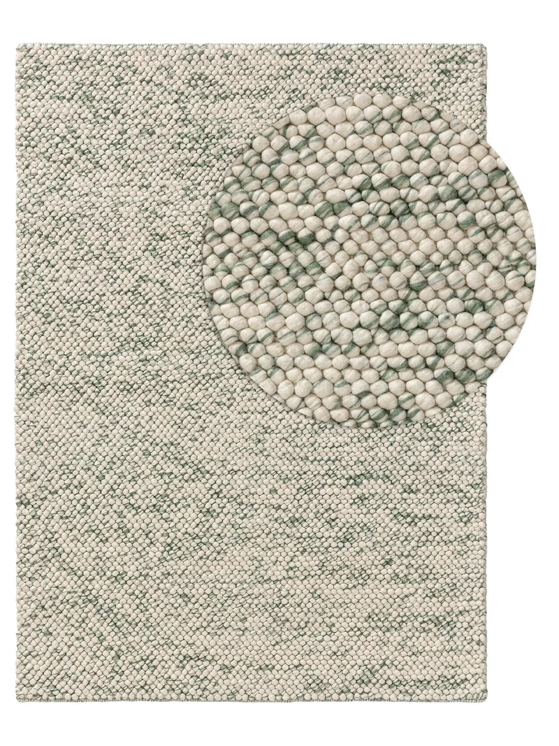 Tapis moderne chiné enfant vert et beige en laine 200x300 cm