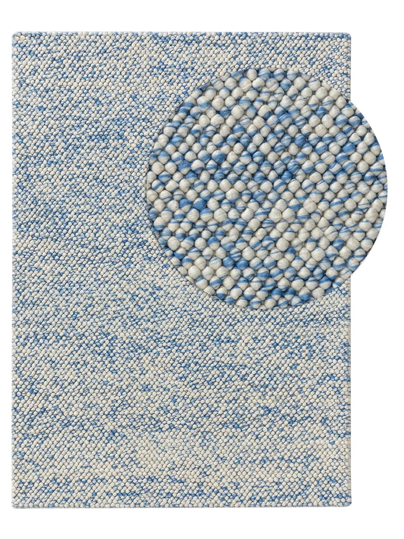 Tapis moderne chiné enfant bleu et beige en laine 200x300 cm