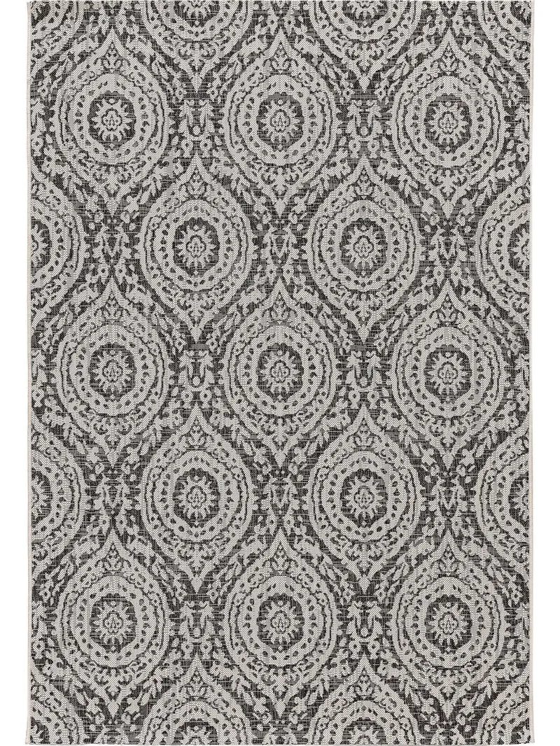 Tapis vintage oriental blanc et noir d'intérieur et d'extérieur 300x400 cm