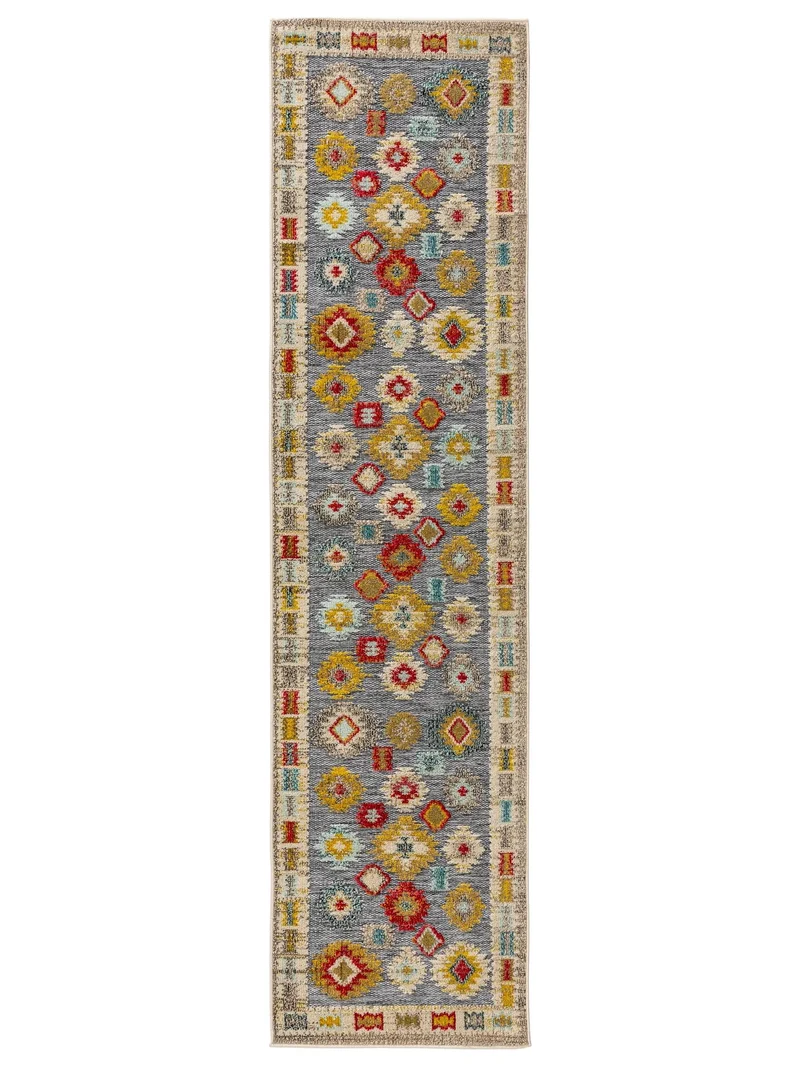 Tapis ethnique de couloir multicolore d'intérieur et d'extérieur 80x300 cm