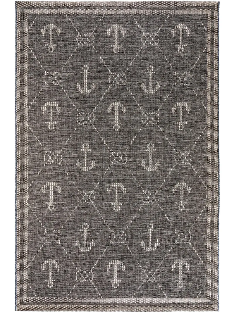 Tapis moderne motif marin gris d'intérieur et d'extérieur 100x150 cm
