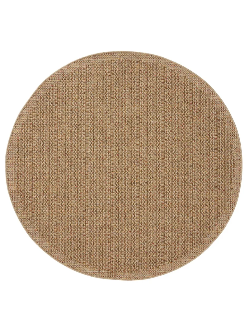 Tapis scandinave tressé rond marron d'intérieur et d'extérieur 160 cm de diamètre